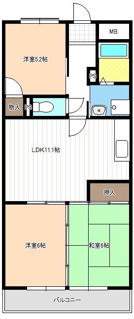 マルサンマンション(3LDK/2階)の間取り写真