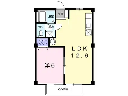 ファミール小杉II(1LDK/2階)の間取り写真