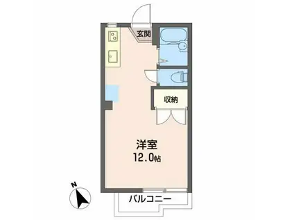 グリーンヴィラ平野A(ワンルーム/2階)の間取り写真