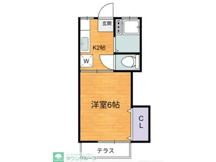 天神町スカイライト(1K/1階)の間取り写真