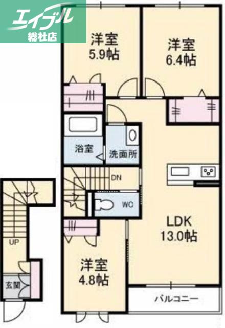 アーテム酒津(2SLDK/2階)の間取り写真