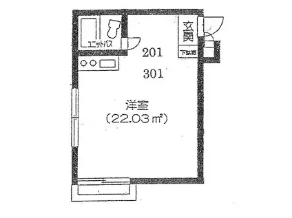 ヤバセハイツ(ワンルーム/3階)の間取り写真