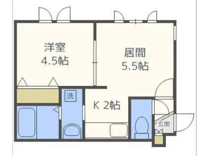 ツインズ大通弐番館(1DK/1階)の間取り写真