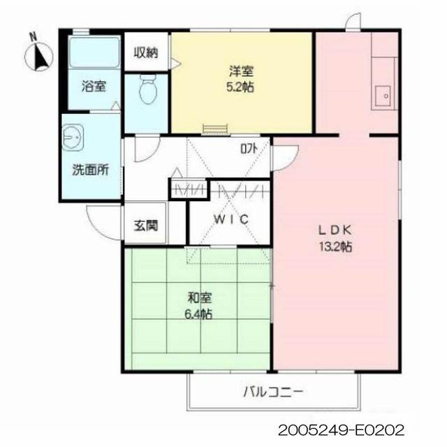 ベイサージュ豊岡 E棟(2LDK/2階)の間取り写真