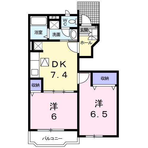 セレーノA(2DK/1階)の間取り写真