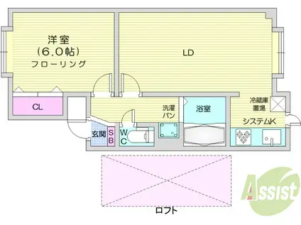 ベルコート市名坂(1LDK/2階)の間取り写真