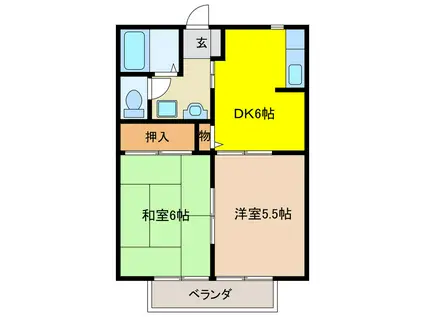 グリーンパークはやの B棟(2DK/2階)の間取り写真