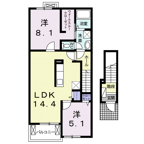 ハウスユーリカ(2LDK/2階)の間取り写真
