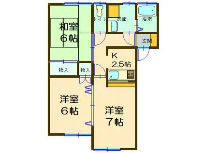 コンフォルトフミヤII(3K/1階)の間取り写真