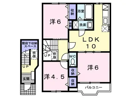 グローリー花立I(3LDK/2階)の間取り写真