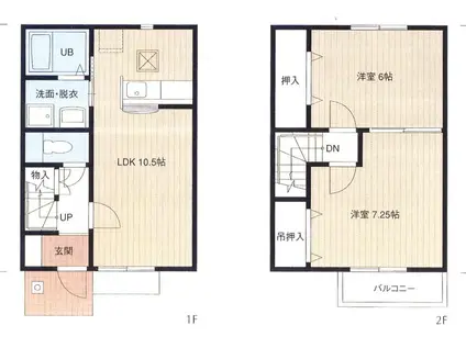 ユニオンハイムI(2LDK/1階)の間取り写真