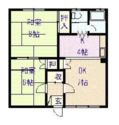 8・20ハイツ(2DK/2階)の間取り写真