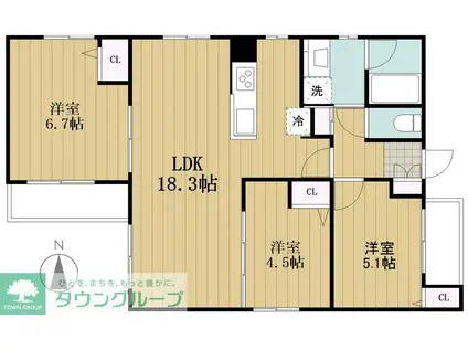 目黒区中町2丁目PJ(3LDK/3階)の間取り写真