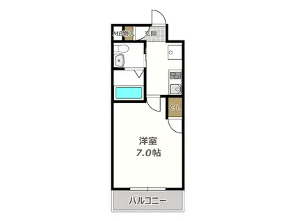 クリスタル昭和(1K/6階)の間取り写真