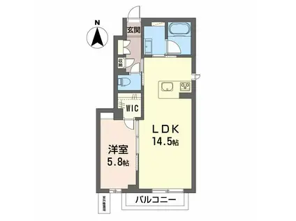 シティプラザ青森 D棟(1LDK/1階)の間取り写真