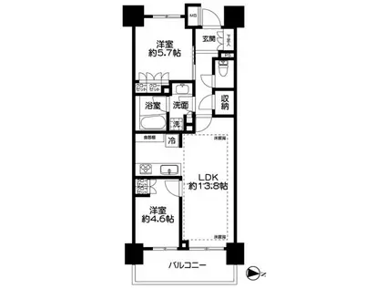 パークホームズ杉並和泉ザレジデンス(2LDK/7階)の間取り写真