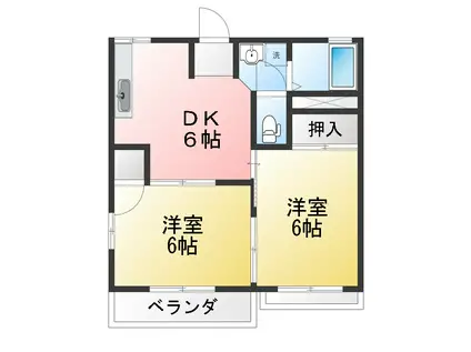 リバーサイド八楠(2DK/2階)の間取り写真