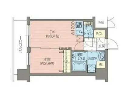 エスタート御幣島(1DK/4階)の間取り写真