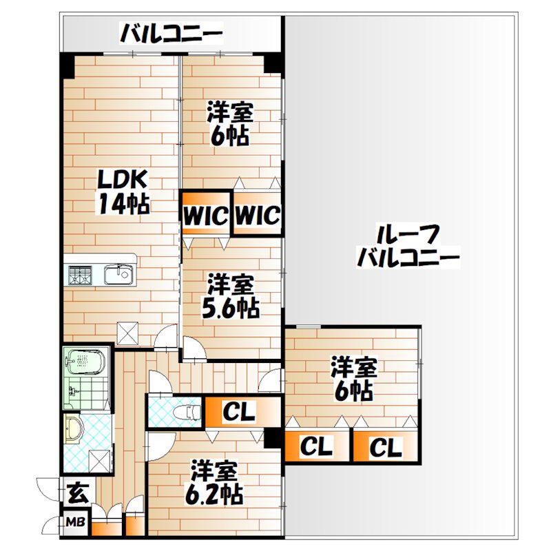 ファミール守恒(4LDK/6階)の間取り写真