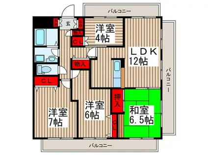 フクロクハイマンション3号館(4LDK/11階)の間取り写真