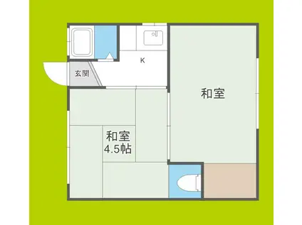 東住吉アパート2(2K/1階)の間取り写真