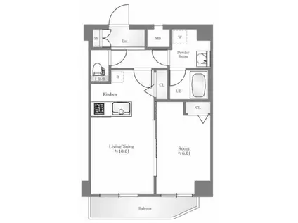 ティモーネ深川リーヴァ(1LDK/6階)の間取り写真