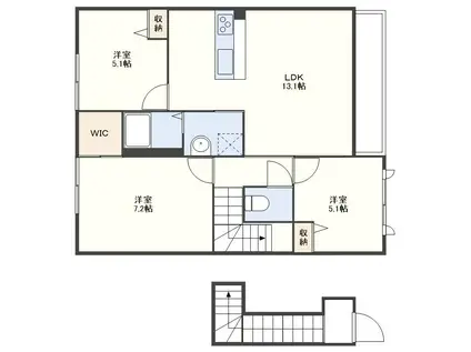 シャーメゾンみたちC(3LDK/2階)の間取り写真