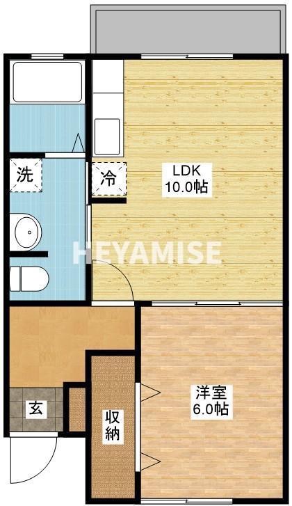 フロンティアB棟(1LDK/2階)の間取り写真