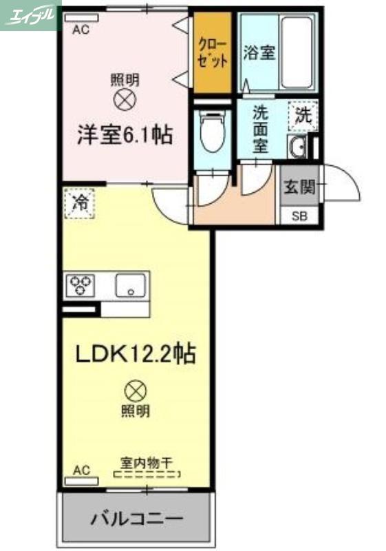 ELPIS II II棟(1LDK/3階)の間取り写真