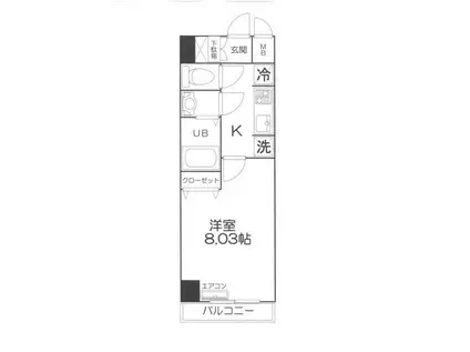 リュミエール東山田(1K/2階)の間取り写真