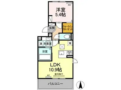 グランツェーレ 熊本(1LDK/1階)の間取り写真