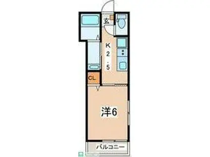 THE RIVER SUITE 湘南台(1K/2階)の間取り写真