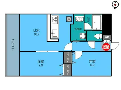 ル・カルム(2LDK/2階)の間取り写真