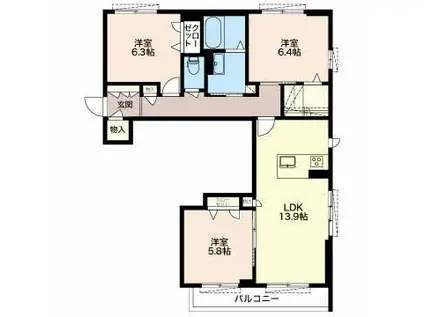 ルーナ クレシェンテ(3LDK/3階)の間取り写真