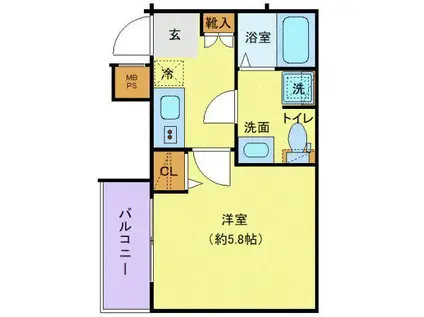 クレヴィスタ新小岩(1K/2階)の間取り写真
