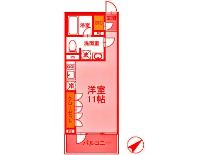 ライフパティオ菊名(ワンルーム/1階)の間取り写真