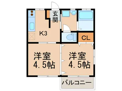 ソレイユ(2K/2階)の間取り写真