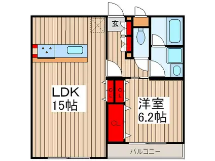 プラセール上青木第2(1LDK/2階)の間取り写真