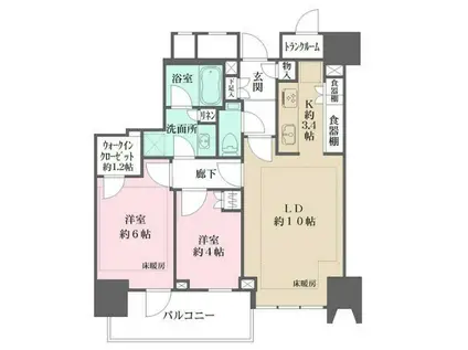 ザ・パークハウス高輪タワー(2LDK/9階)の間取り写真