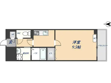 アンプルールフェールパルフェ(1K/3階)の間取り写真