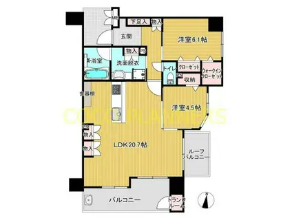 レジデンシャル武蔵ケ丘(2LDK/8階)の間取り写真