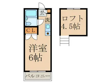 ジュネスひばり(ワンルーム/2階)の間取り写真