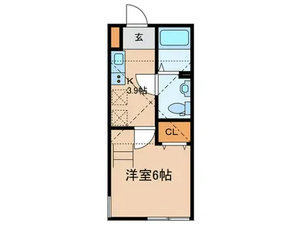 シュヴァルクラジュー横浜鴨居(1K/1階)の間取り写真