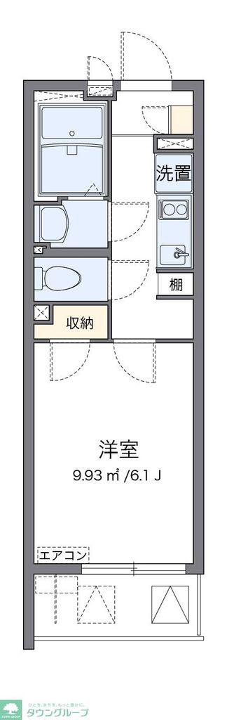 クレイノYUKA3(1K/2階)の間取り写真