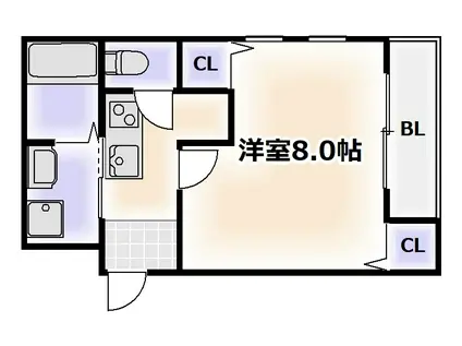 フジパレス桑津(1K/1階)の間取り写真