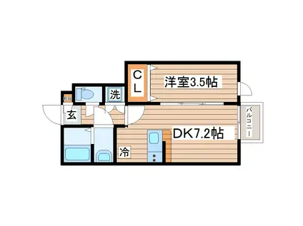 CALLAIS(1DK/1階)の間取り写真