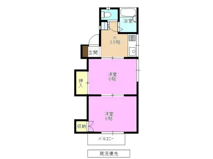 中島ハイツ B(2K/1階)の間取り写真