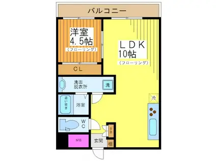 ホワイトハウス赤堤(1LDK/2階)の間取り写真