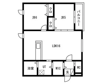 朝日ハイツII(2LDK/1階)の間取り写真