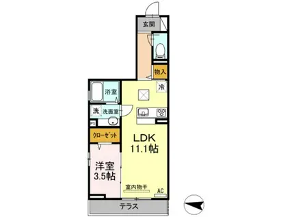 フォートエムズ(1LDK/1階)の間取り写真